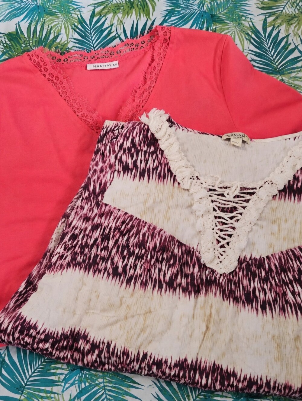 Harhay And ONE WORLD Cream Top with Pink Trim